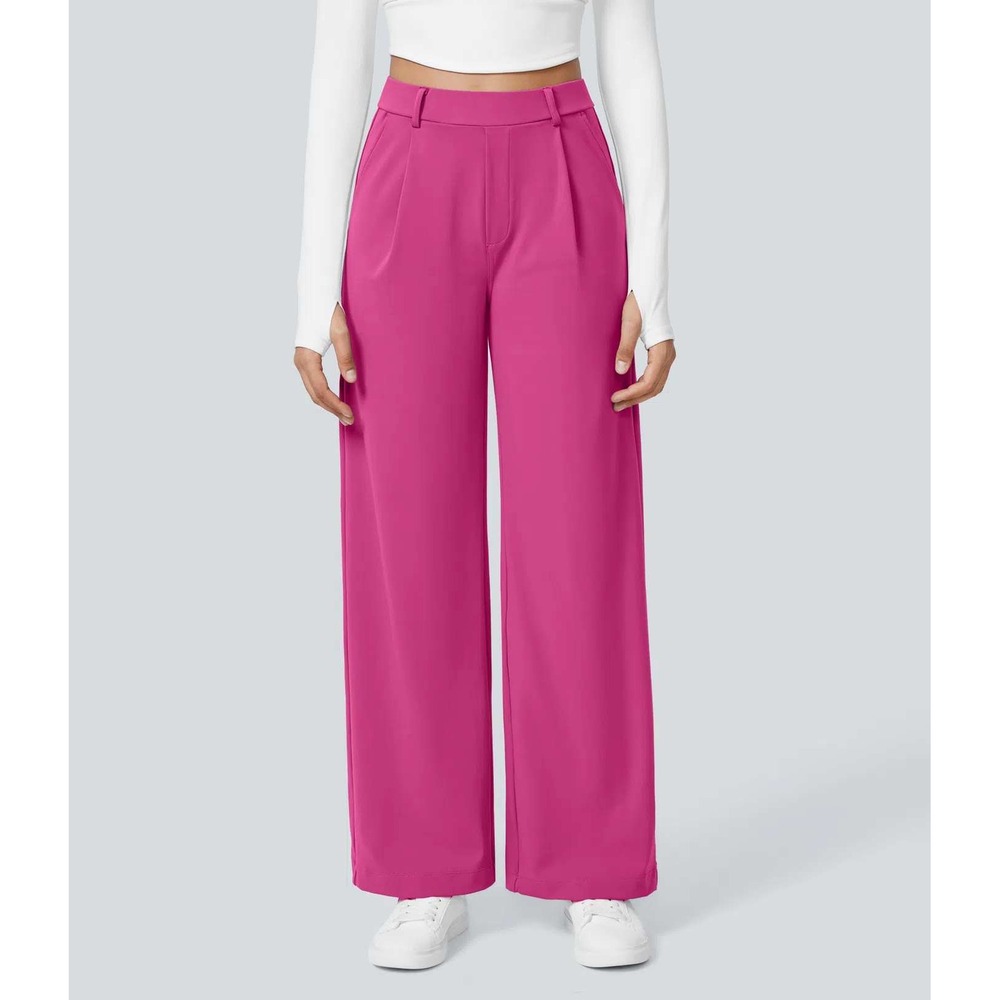 Halara Womens Large Flex DayStretch High Waisted Pocket Straight Leg Pants Pink